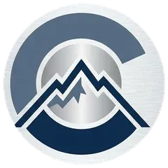 Centennial State Metal Roofing emblem, a mountain range inside the Colorado C